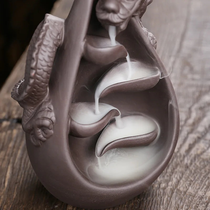 1pc Relief Dragon Incense Burner – Waterfall Backflow Aromatherapy Holder & Zen Home Decor - Image 5