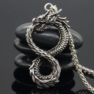 Goth Ouroboros Norse Dragon Necklace