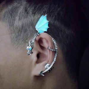 Glow-in-the-Dark Dragon Ear Cuff Earrings – Fantasy Clip-On Stud Jewelry for Women, Girls & Boys