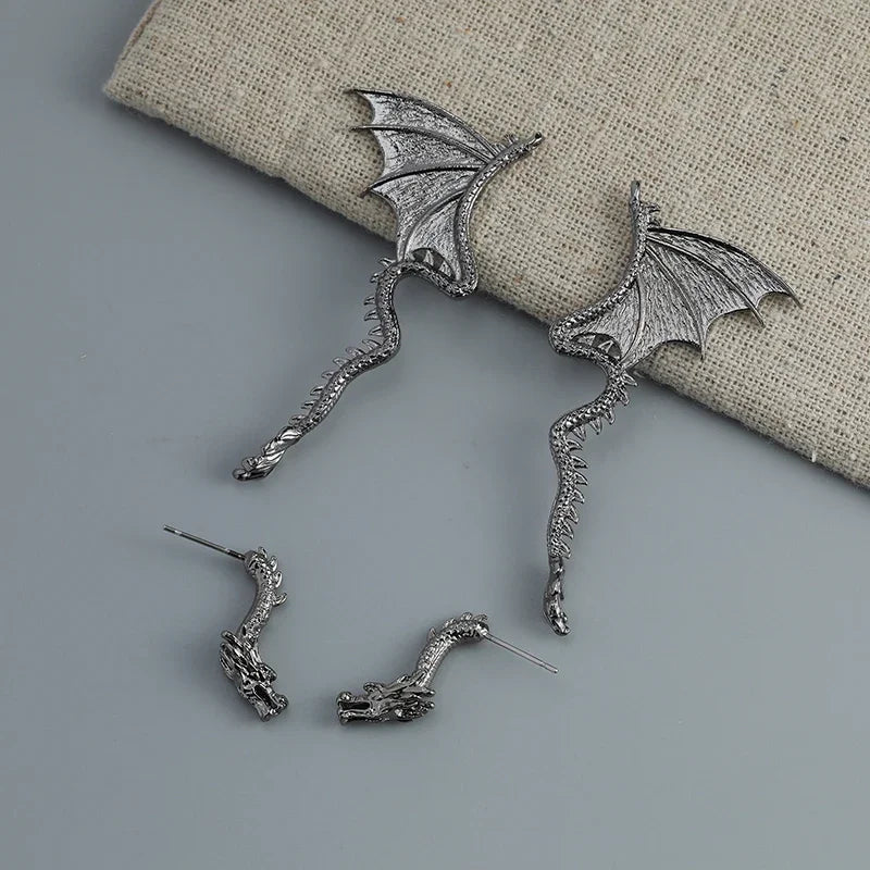 Dragon Front-Back Earrings – Stainless Steel Gothic Dragon Ear Jacket Jewelry - Image 2