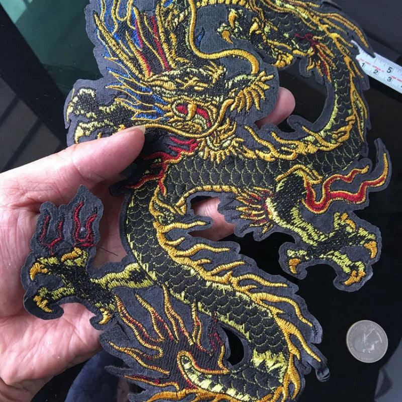 Chinese Style Gold Dragon Embroidery Patch – Flying Dragon Cloth Sticker for Cheongsam & DIY Decoration - Image 4