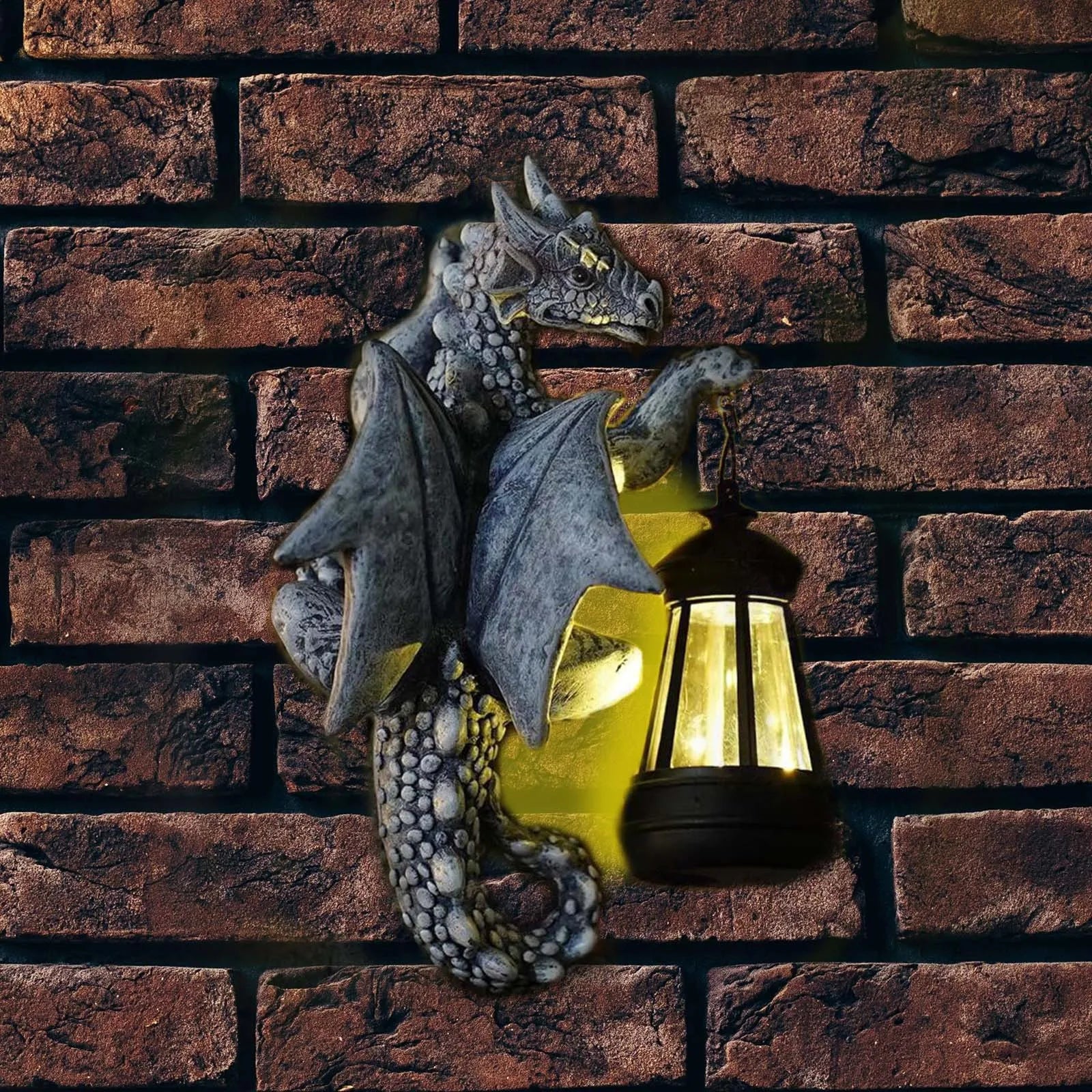 Dragon Tree Hugger with Solar Lantern – Weather-Resistant Outdoor Resin Garden Figurine