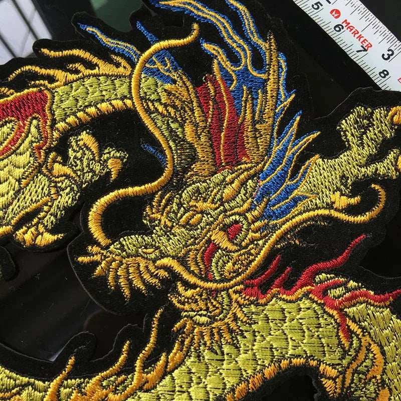 Chinese Style Gold Dragon Embroidery Patch – Flying Dragon Cloth Sticker for Cheongsam & DIY Decoration - Image 2