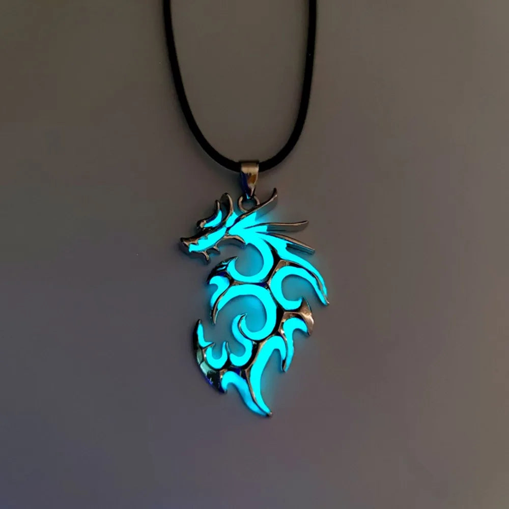 Glow-in-the-Dark Moonstone Dragon Pendant Necklace – Retro Punk Charm for Men & Boys - Image 3