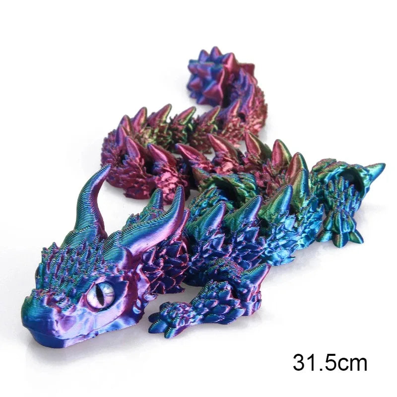 3D Printed Magic Dragon Movable Joint Fidget Toy – Rotatable Articulated Desktop Ornament - Image 4