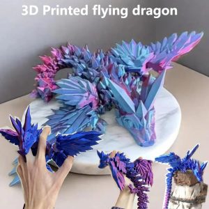 1 PC 3D Printed Crystal Flying Dragon โ Winged Joint Movable Divine Dragon Ornament (20cm/45cm)