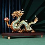 Copper Brass China Dragon Statue – Large Feng Shui Sculpture for Living Room & Office Decor (31cm / 49cm / 62cm)