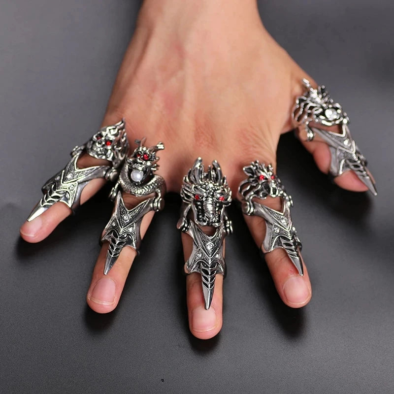 Exaggerated Vintage Dragon Knuckle Ring – Gothic Statement Jewelry for Bold Men - Image 3