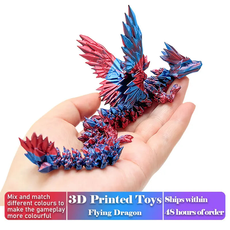 3D Printed Dragon with Movable Wings – Office Desk Accessory & Creative Home Decor