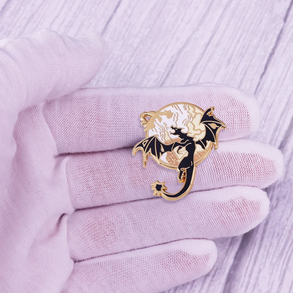 Fourth Wing Enamel Dragon Lapel Pin – Fantasy Bookish Gold Metal Brooch - Image 5