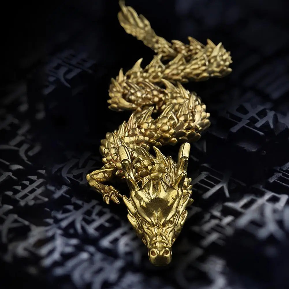 3D Printed Chinese Dragon Figurine with Movable Joints – Golden Loong Articulated Model & Desktop Ornament - Image 4