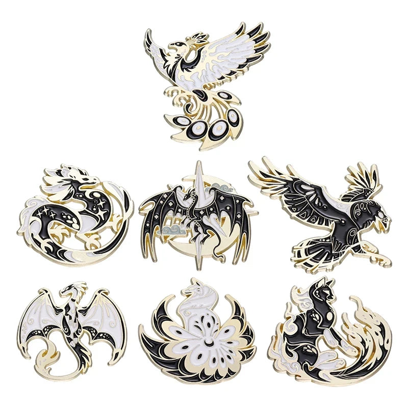 Animals Enamel Pin – Eagle, Dragon & Bird Brooch Badges for Bags, Hats & Gifts