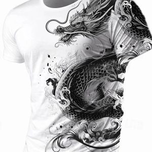 3D Dragon Print Men’s T-Shirt