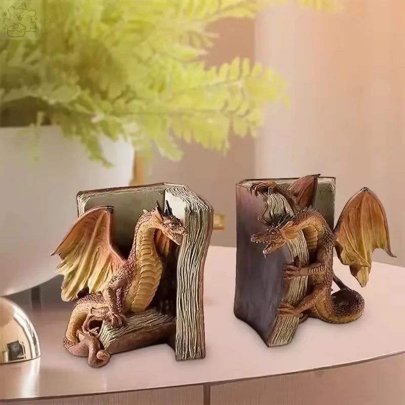 Dragon Sculpture Desktop Bookend – Artistic Home & Office Ornament for Study or Gift - Image 2