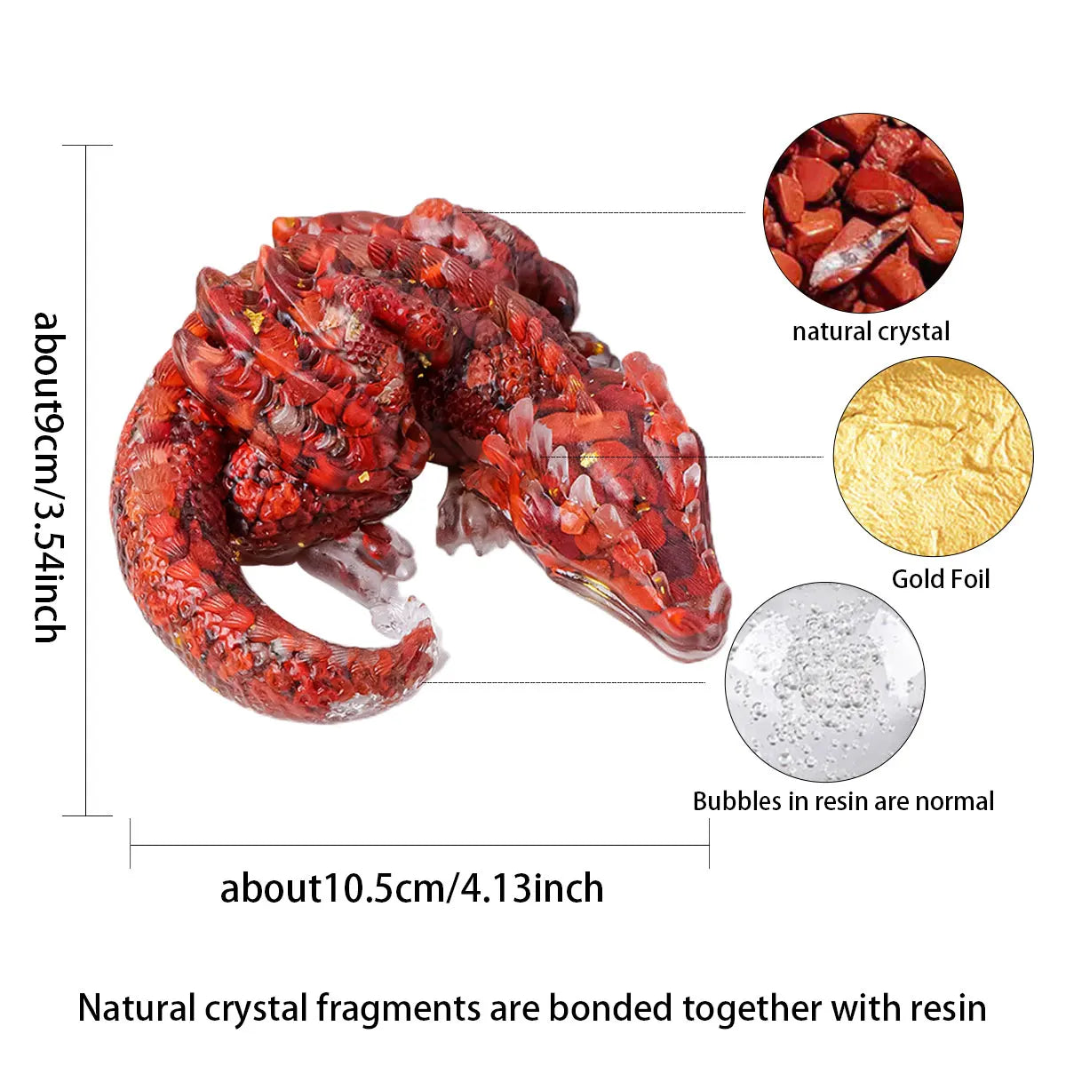 1PC Natural Crystal Stone Wolong Statue – Reiki Dragon Figurine & Feng Shui Amulet for Home & Office Decor - Image 2