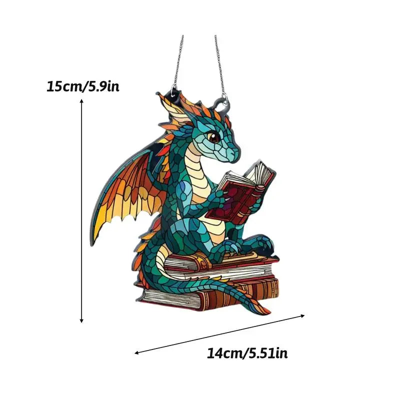 2D Stained Acrylic Dragon Sun Catcher – Book Dragon Light Catcher for Window, Wall, or Christmas Tree Decoration - Image 6