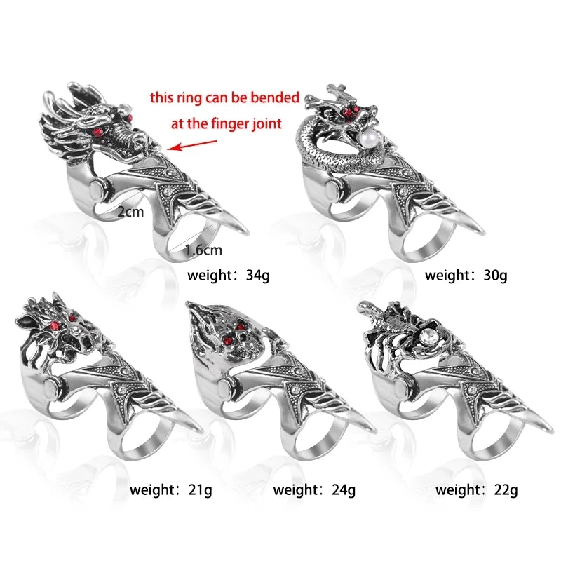 Exaggerated Vintage Dragon Knuckle Ring - Image 6