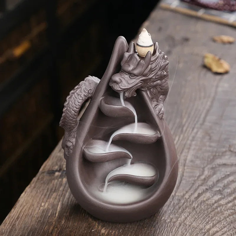 1pc Relief Dragon Incense Burner – Waterfall Backflow Aromatherapy Holder & Zen Home Decor - Image 12