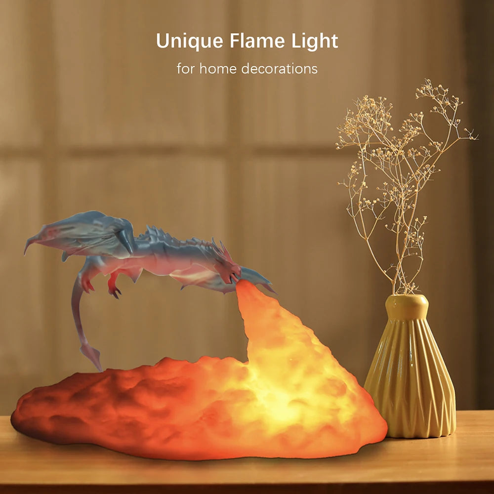 3D Printed Fire Dragon LED Desk Lamp - Image 3
