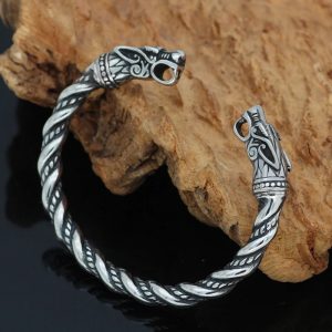 Goth Hip Hop Dragon Head Open Men’s Viking Bangle Wristband Cuff Bracelets