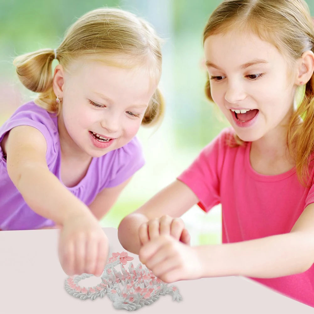 3D Printed Crystal Articulated Dragon – Cherry Blossom Dragon Fidget Toy & Home Office Decor - Image 5