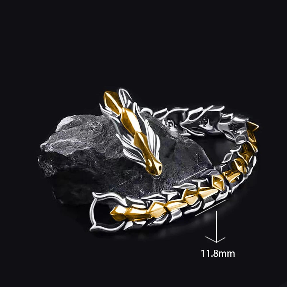Fashion Personality Hip Hop Dragon Head & Scale Bracelet – Retro Exaggerated Punk Jewelry for Men - Image 9