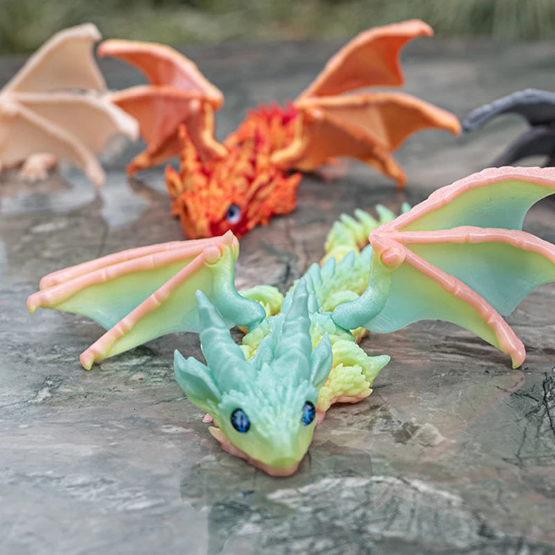3D Printed Flying Dragon – Full Body Movable Joint Fidget Toy & Desktop Ornament - Image 2