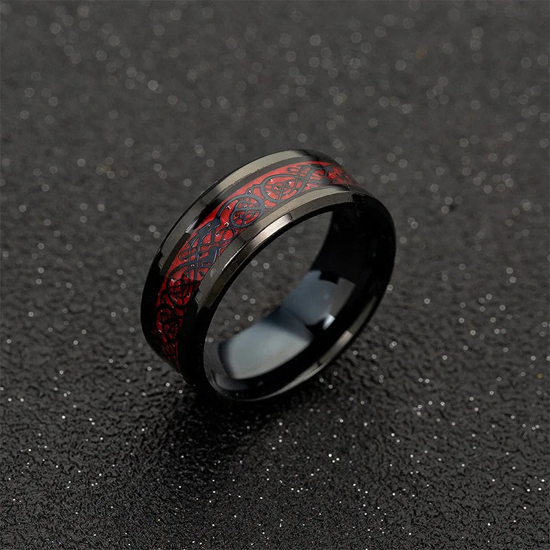 Classic 8mm Black Tungsten Celtic Dragon Ring - Image 2