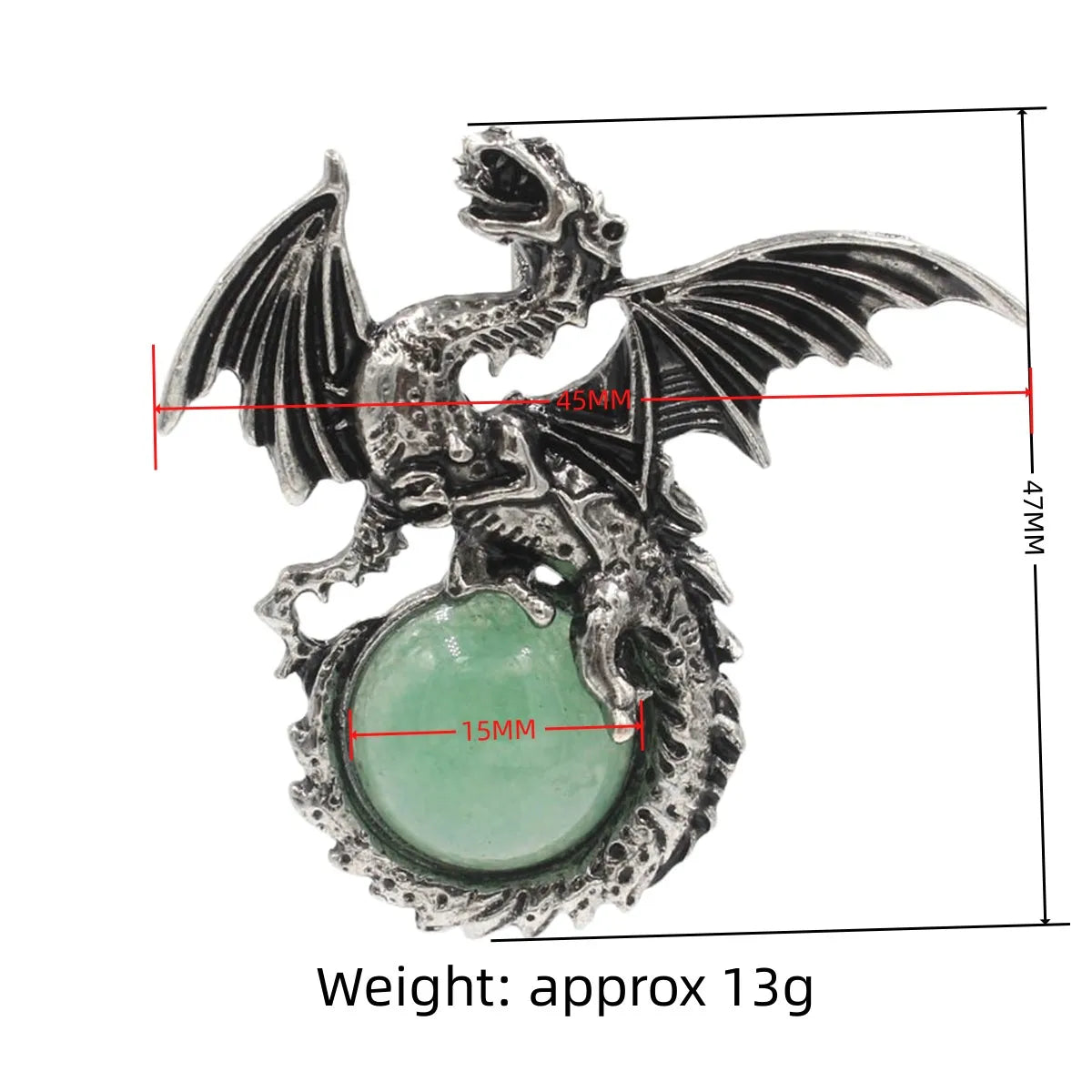 Dragon with Wings Gemstone Pendant - Image 2