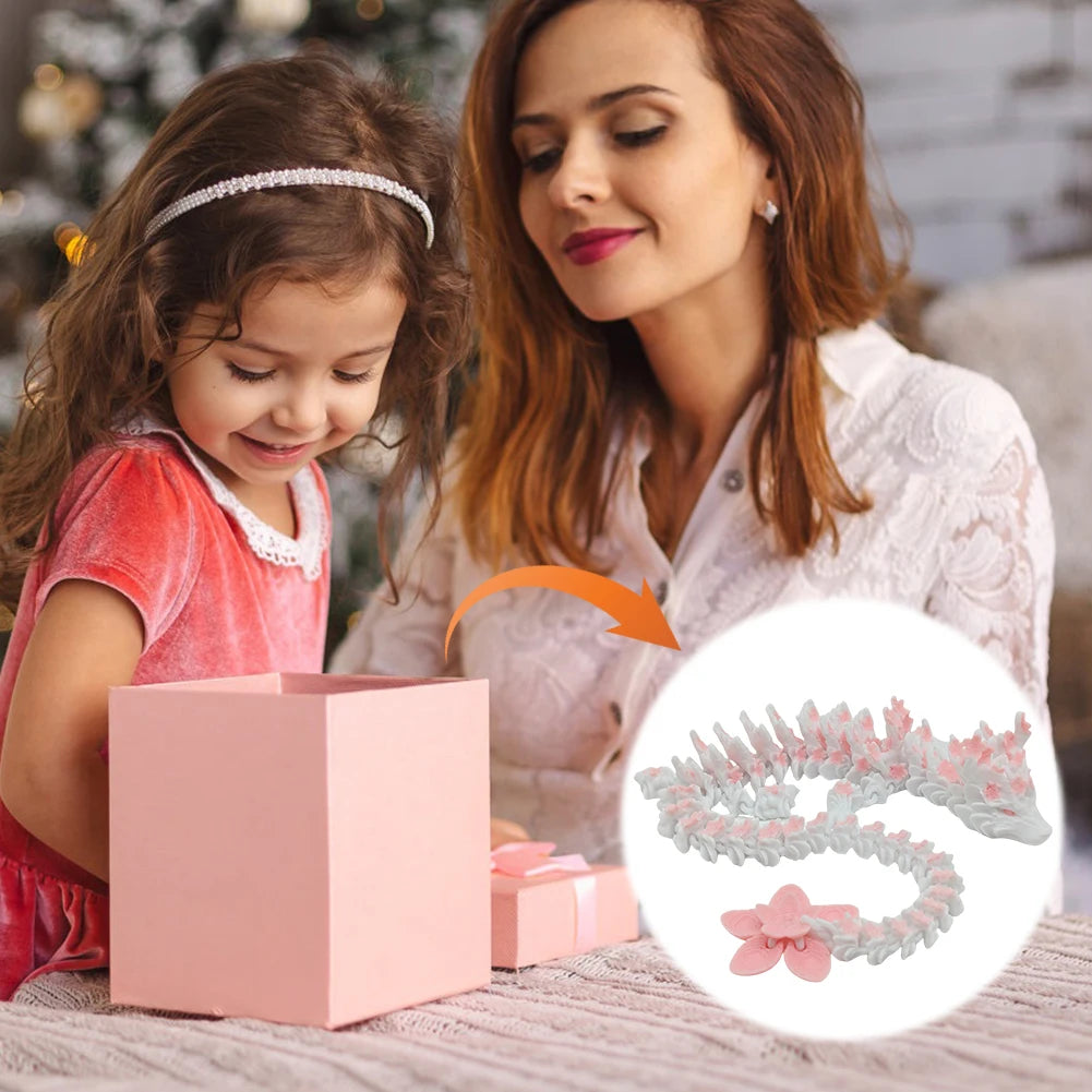 3D Printed Crystal Articulated Dragon – Cherry Blossom Dragon Fidget Toy & Home Office Decor - Image 6