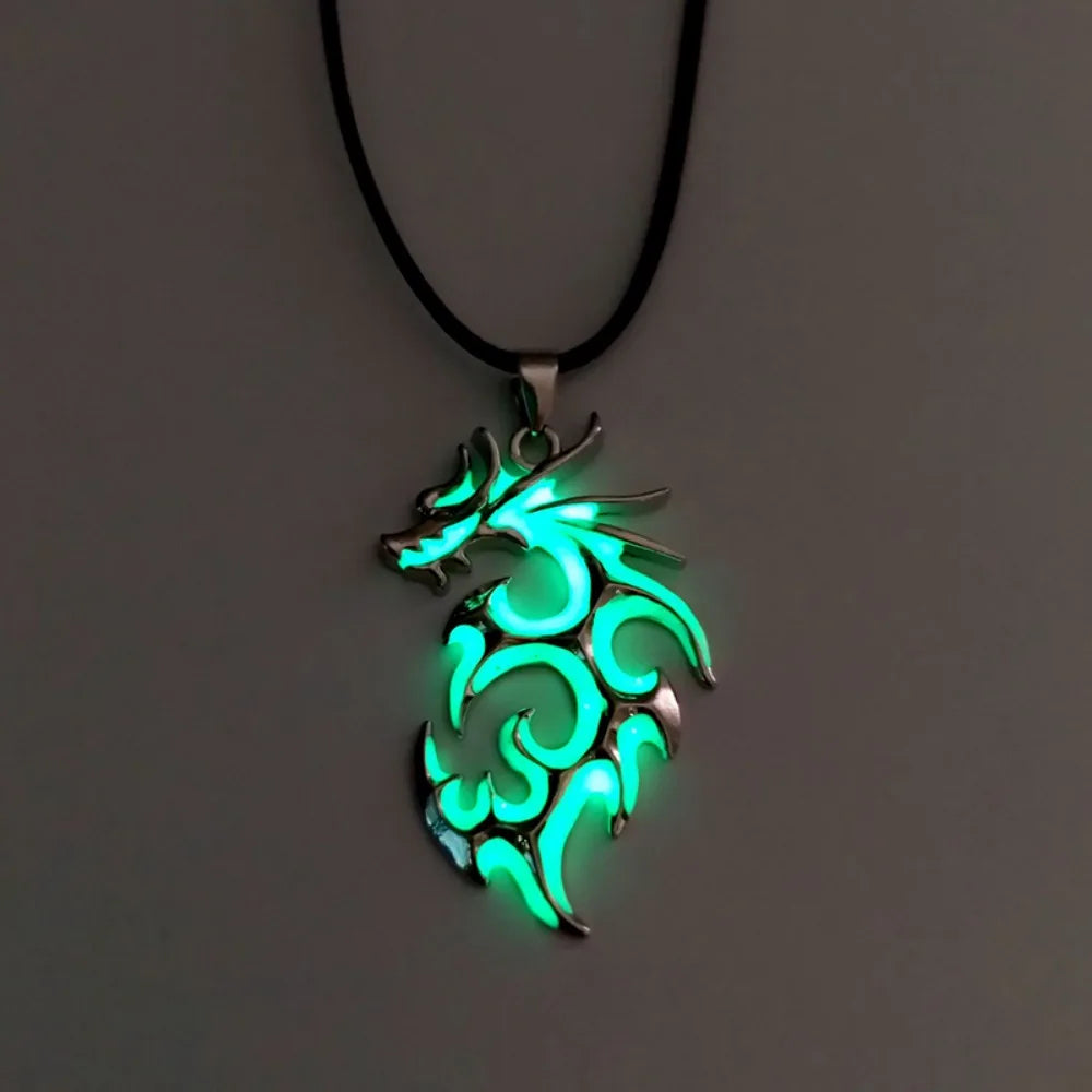 Glow-in-the-Dark Moonstone Dragon Pendant Necklace – Retro Punk Charm for Men & Boys - Image 4