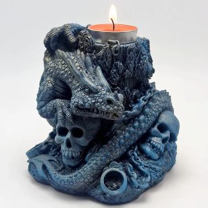 Flying Dragon Skull Candlestick Silicone Mold – DIY Resin, Gypsum & Halloween Decoration Tool