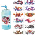 3D Fantasy Dragon Art UV DTF Cup Wrap Sticker – Waterproof Crystal Label for DIY Glass & Tumbler Decoration