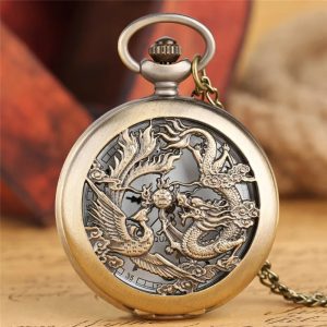 Antique Double Dragons Quartz Pocket Watch