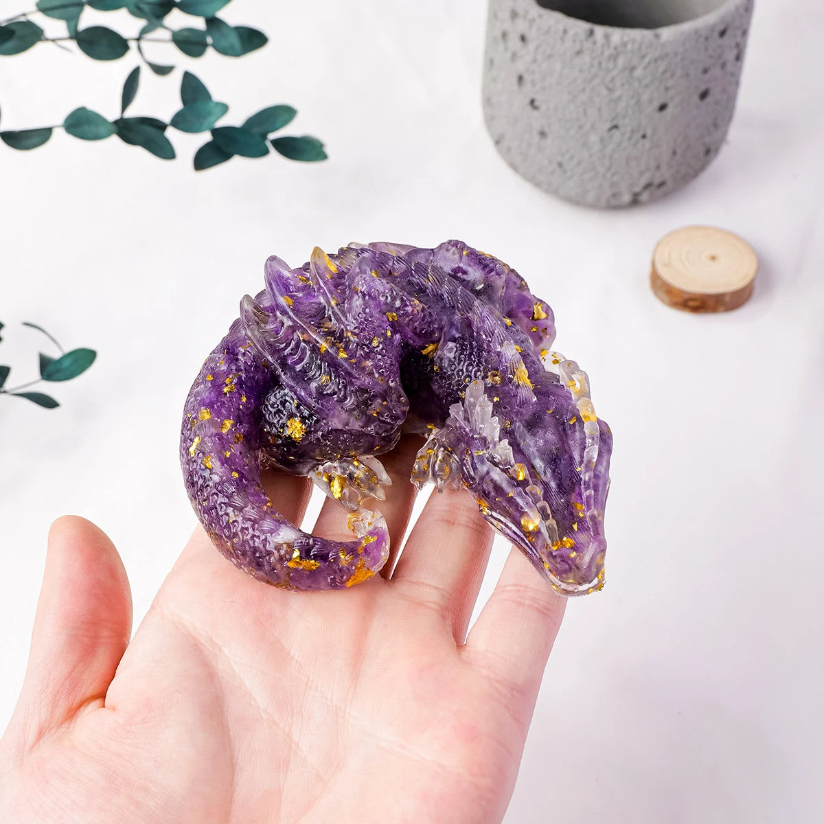 1PC Natural Crystal Stone Wolong Statue – Reiki Dragon Figurine & Feng Shui Amulet for Home & Office Decor - Image 6