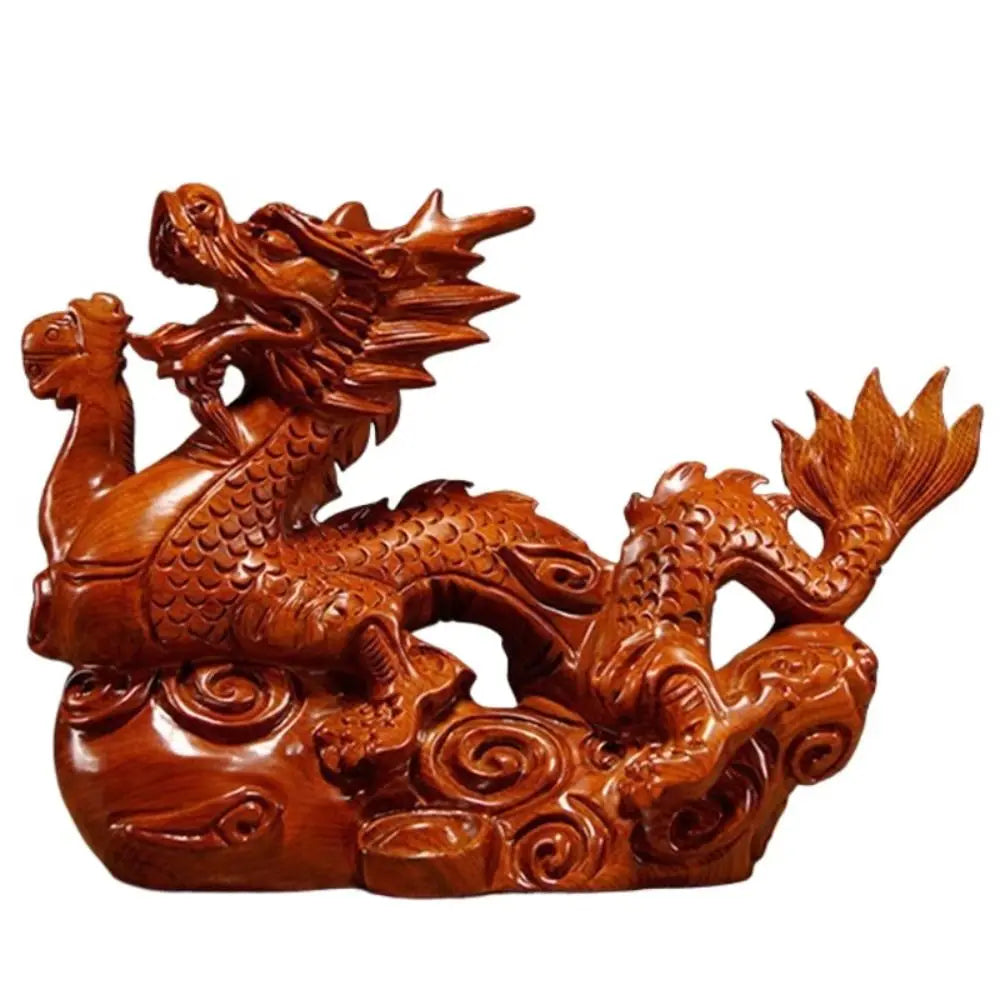 4 Inches Wooden Chinese Feng Shui Dragon Statue – Office & Home Tabletop Decor, Fortune 2024 New Year Ornament - Image 8